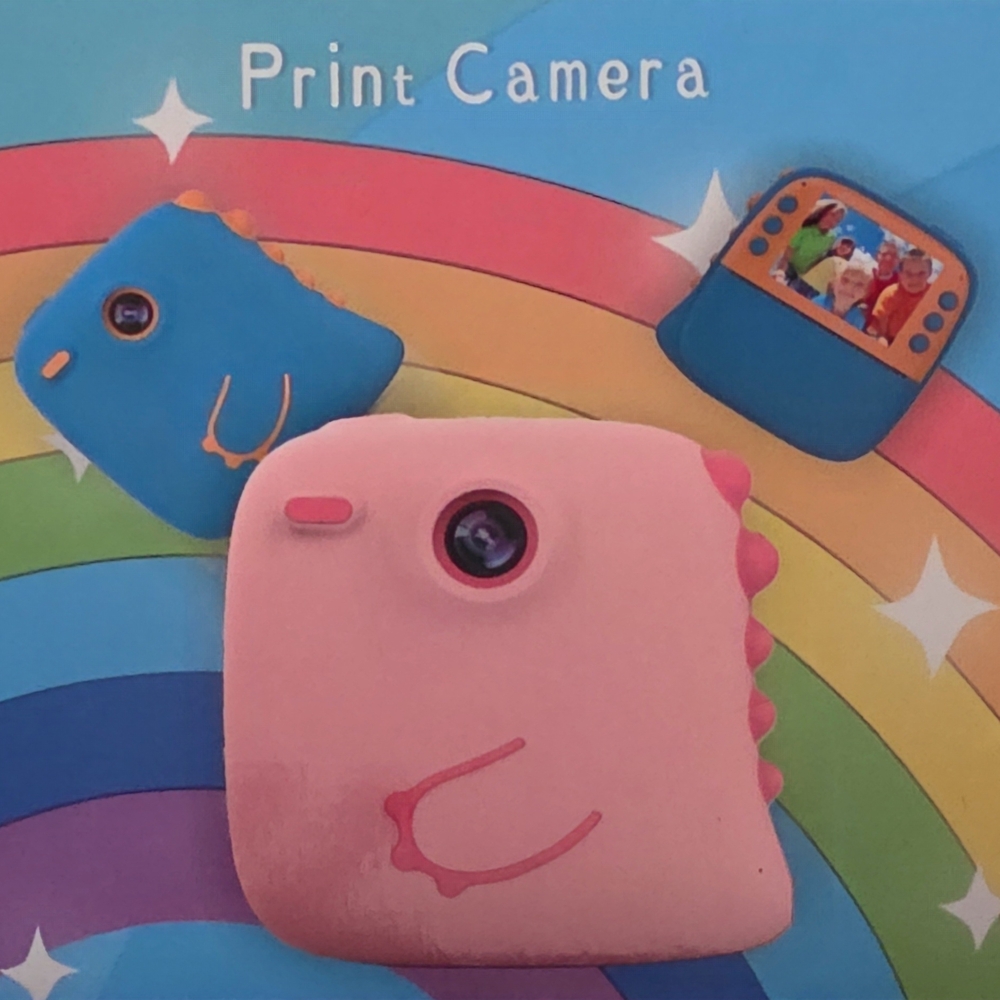 Kids Instant Print Camera - Pink Cute Dinosaur Design